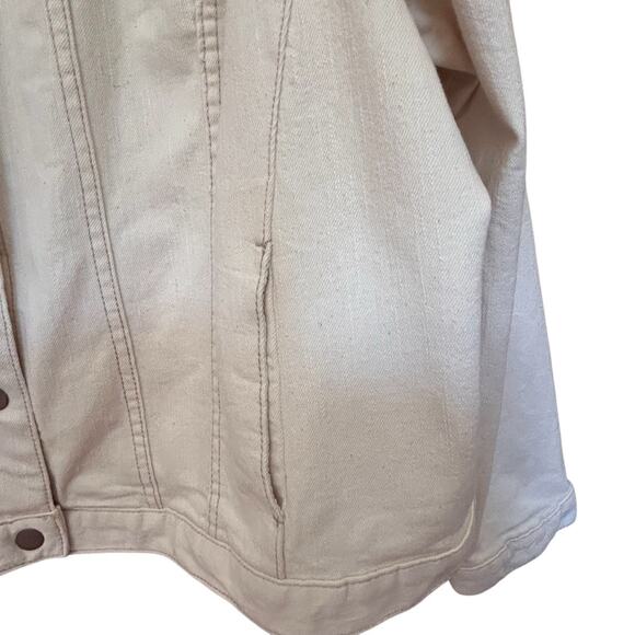 Lane Bryant Women’s Ivory Jean Jacket Snap Closure Bomber Biker Plus Size 28 - Picture 6 of 15
